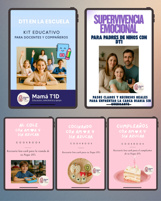 21. Pack Total DT1: 3 Recetarios + Kit Escuela + Manual Supervivencia Emocional